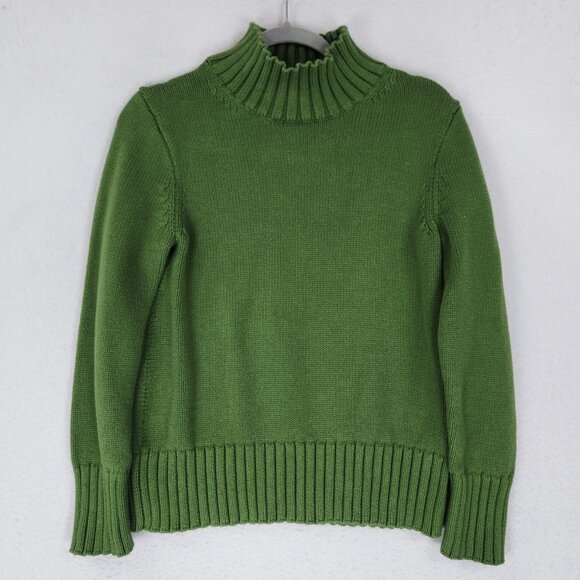 J Crew Sweater Womens Extra Small Green Cotton Turtleneck Pullover Classic - Picture 1 of 10
